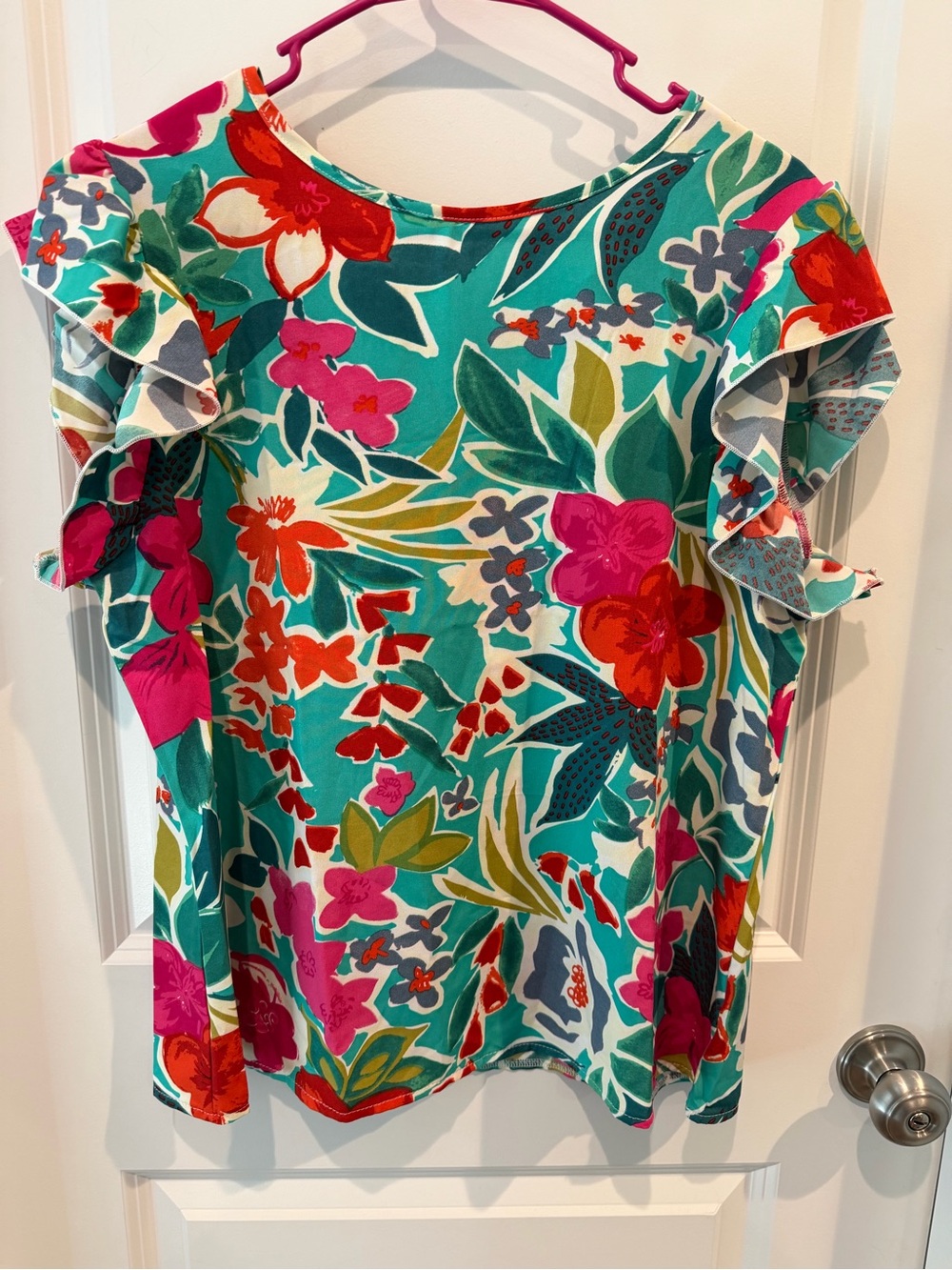 Shein Floral Ruffle Sleeve Blouse Size XL